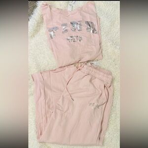 Victoria secret PINK Off-The-Shoulder Tee w/ matching Wide-Leg Sweatpants NWT